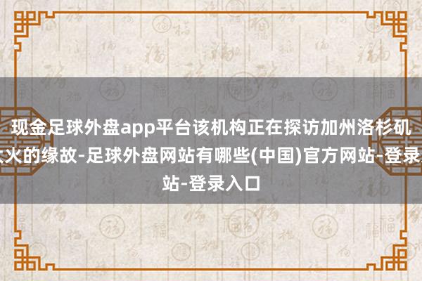 现金足球外盘app平台该机构正在探访加州洛杉矶县大火的缘故-足球外盘网站有哪些(中国)官方网站-登录入口